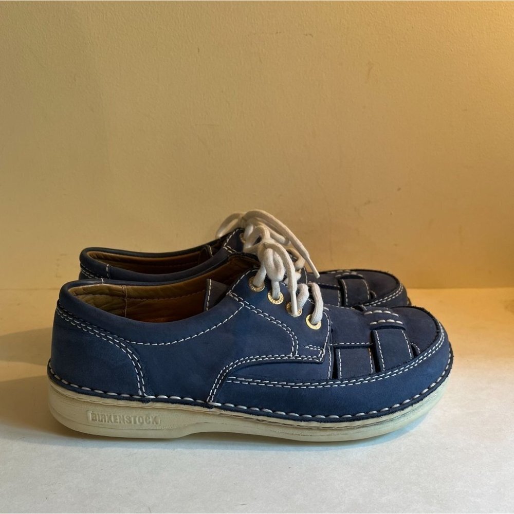 Birkenstock Blue Leather Woven Fisherman's Laufsohle alsa-Schaum Shoe 37 / 6 - Picture 5 of 12